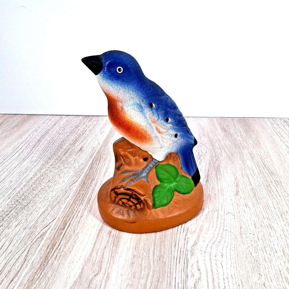 Vintage Ceramic Bluebird Potpourri Holder Bird Figurine Cottage Woodland Decor